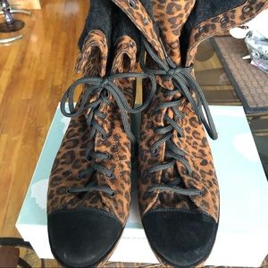 Stuart Weitzman Leopard Ultra Suede Ankle Boots